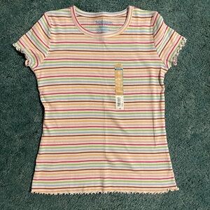 Ruffle Edge Girls Striped Tee - NWT